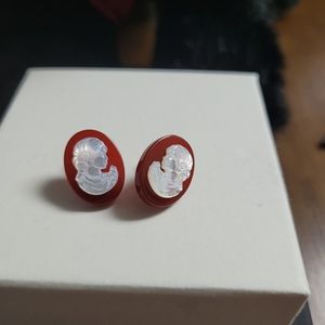 AuthenticRedAgateCameoEarrings